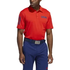 ADIDAS Ultimate365 USA Golf Solid Polo -Cheap The Tee Crest Store adidas ultimate 365 usa golf solid polo red 01 26298.1659043263