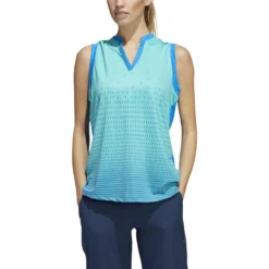 ADIDAS Women's Gradient Sleeveless Polo -Cheap The Tee Crest Store adidas womens gradient sleeveless polo blue rush 01 44395.1647972220