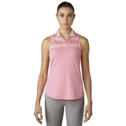 ADIDAS Women's Printed Sport Mesh Sleeveless Polo -Cheap The Tee Crest Store adidas womens printed sport mesh sleeveless polo easy pink 01 26113.1633461092