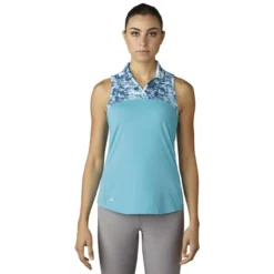 ADIDAS Women's Printed Sport Mesh Sleeveless Polo -Cheap The Tee Crest Store adidas womens printed sport mesh sleeveless polo energy blue 01 05878.1633461092