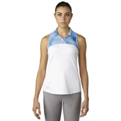 ADIDAS Women's Printed Sport Mesh Sleeveless Polo -Cheap The Tee Crest Store adidas womens printed sport mesh sleeveless polo white 01 25515.1633461092