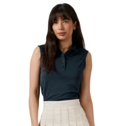 Antigua Women's Tribute Sleeveless Polo -Cheap The Tee Crest Store antigua womens tribute sleeveless polo black 01 95691.1676592761