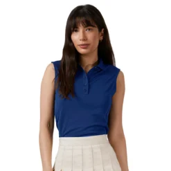 Antigua Women's Tribute Sleeveless Polo -Cheap The Tee Crest Store antigua womens tribute sleeveless polo dark royal 01 50836.1676595061