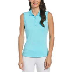 Callaway Women's Solid Knit Sleeveless Polo -Cheap The Tee Crest Store callaway womens solid knit sleeveless polo santorini blue 01 36425.1656597778