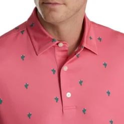 FootJoy Cactus Print Lisle Self Collar Polo -Cheap The Tee Crest Store footjoy cactus print lisle self collar polo watermelon 03 48089.1673900465