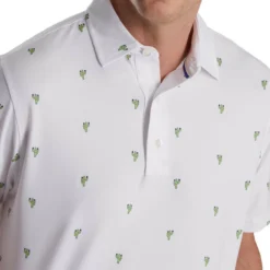 FootJoy Cactus Print Lisle Self Collar Polo -Cheap The Tee Crest Store footjoy cactus print lisle self collar polo white 03 98988.1673904253