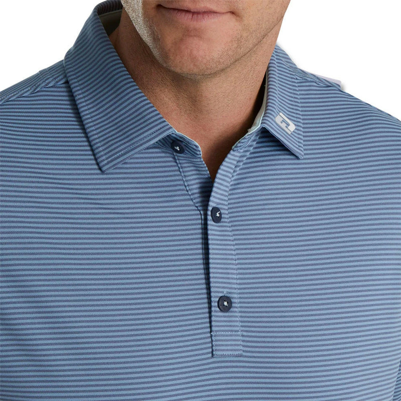 FootJoy Feeder Stripe Mix Stretch Pique Self Collar Polo - FJ Logo 5 FootJoy Feeder Stripe Mix Stretch Pique Self Collar Polo - FJ Logo - Image 3