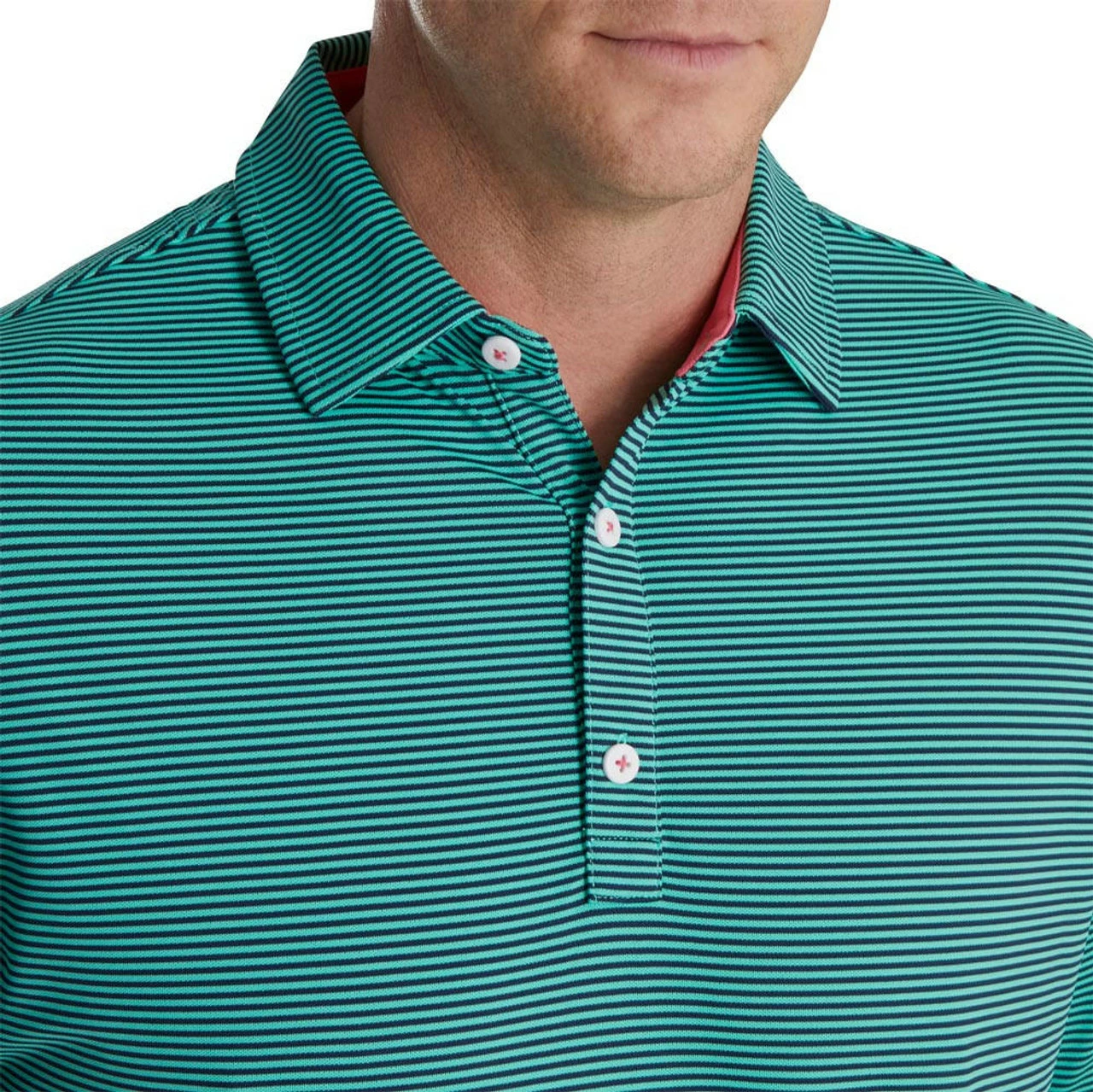 FootJoy Feeder Stripe Mix Stretch Pique Self Collar Polo 9 FootJoy Feeder Stripe Mix Stretch Pique Self Collar Polo - Image 7