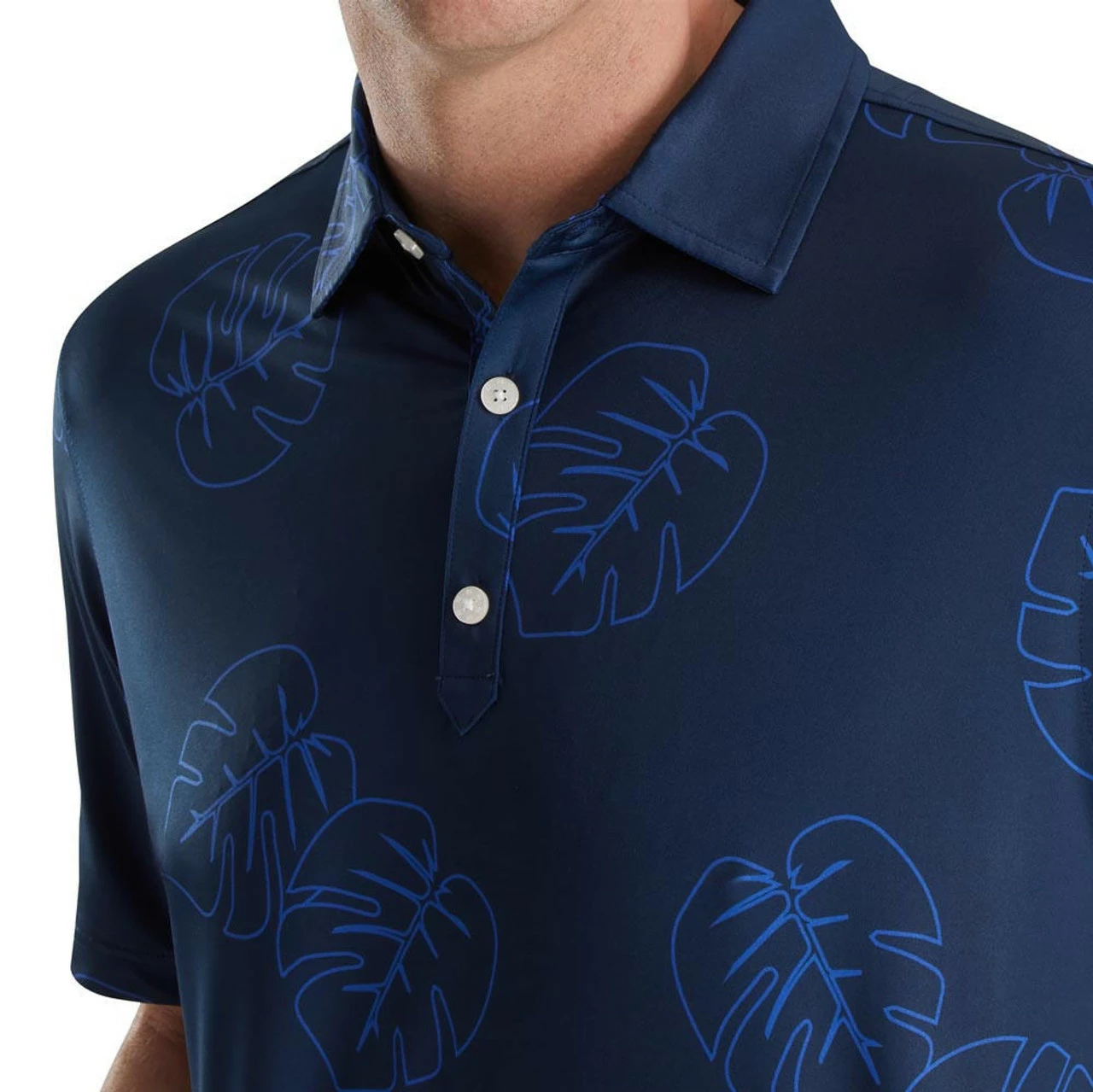 FootJoy Jungle Leaf Print Lisle Self Collar Polo 13 FootJoy Jungle Leaf Print Lisle Self Collar Polo - Image 11