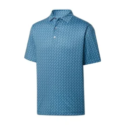 FootJoy Lisle Leaping Dolphins Print Self Collar Polo