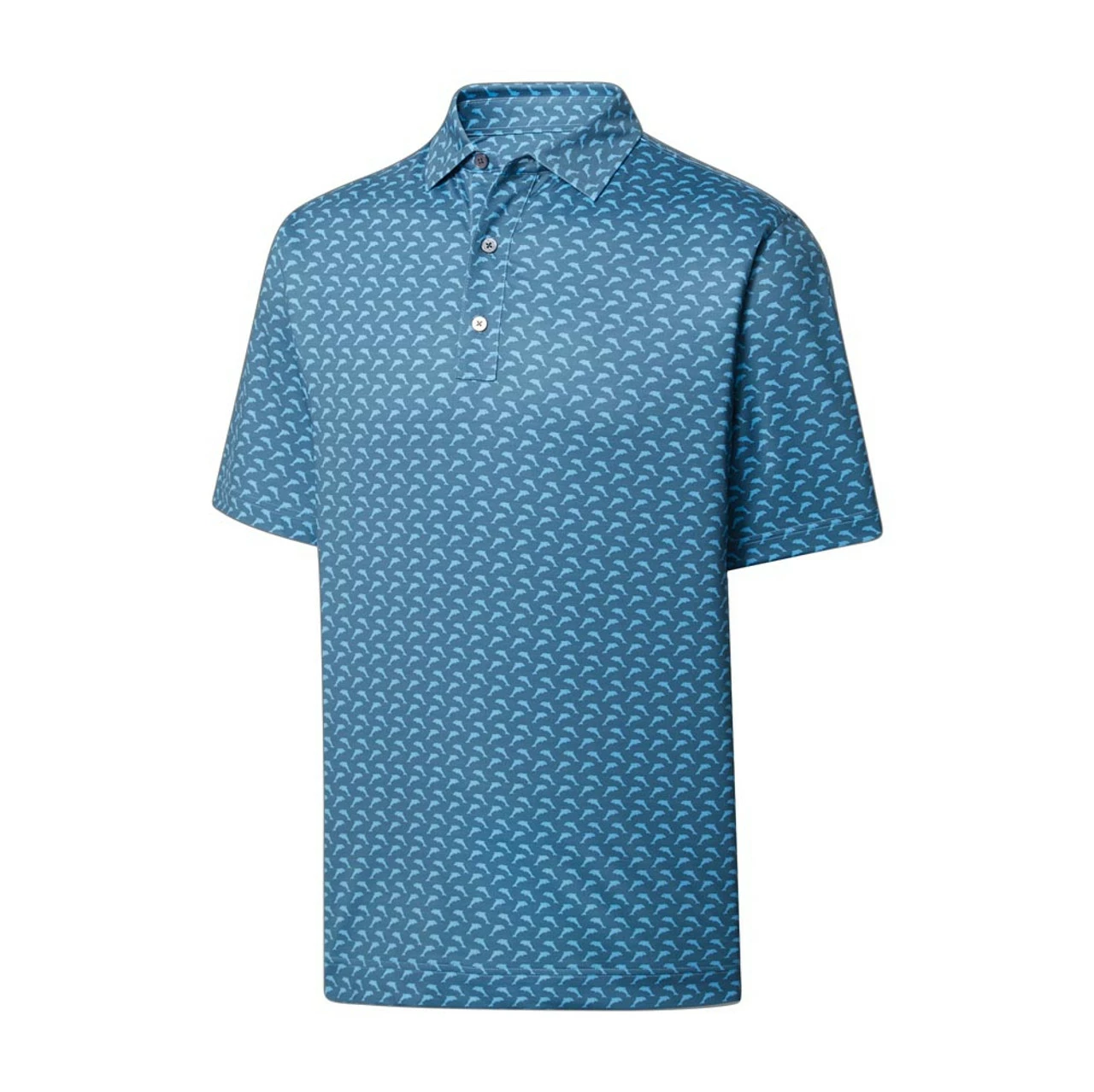 FootJoy Lisle Leaping Dolphins Print Self Collar Polo 3 FootJoy Lisle Leaping Dolphins Print Self Collar Polo