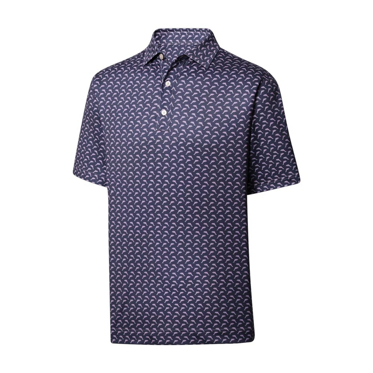 FootJoy Lisle Leaping Dolphins Print Self Collar Polo 5 FootJoy Lisle Leaping Dolphins Print Self Collar Polo - Image 3
