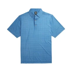 FootJoy Lisle Plaid Print Self Collar Polo -Cheap The Tee Crest Store footjoy lisle plaid print self collar polo royal 01 51407.1632410257