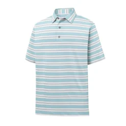 FootJoy Lisle Traditional Stripe Self Collar Polo -Cheap The Tee Crest Store footjoy lisle traditional stripe self collar polo ice blue white grey 01 90999.1632336829