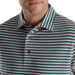FootJoy Multi Stripe Lisle Self Collar Polo -Cheap The Tee Crest Store footjoy multi stripe lisle self collar polo white watermelon navy 03 68119.1673907178