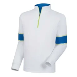 FootJoy Performance Half-Zip With Engineered Sleeves -Cheap The Tee Crest Store footjoy performance half zip with engineered sleeves white blue marlin citrus 01 40787.1633109535