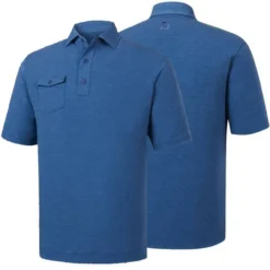 FootJoy Spun Poly Chest Pocket Polo - Self Collar - Closeout -Cheap The Tee Crest Store footjoy spun poly chest pocket polo self collar heather indigo 01 22965.1632420481