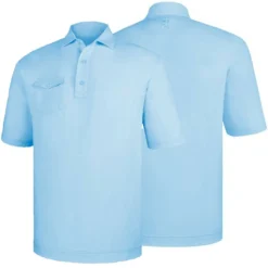 FootJoy Spun Poly Chest Pocket Polo - Self Collar - Closeout -Cheap The Tee Crest Store footjoy spun poly chest pocket polo self collar light blue 01 98265.1632420481