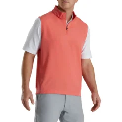 FootJoy Stretch Woven Vest With Knit Accents -Cheap The Tee Crest Store footjoy stetch woven vest with knit accents coral 01 34890.1673907371