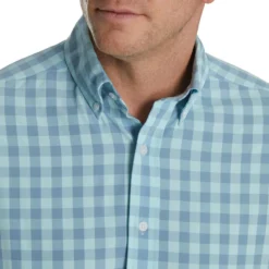 FootJoy Stretch Woven Gingham Shirt -Cheap The Tee Crest Store footjoy stretch woven gingham shirt denim azure 03 97157.1671653915