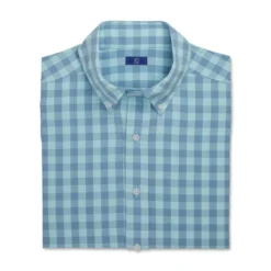 FootJoy Stretch Woven Gingham Shirt -Cheap The Tee Crest Store footjoy stretch woven gingham shirt denim azure 04 76832.1671652269