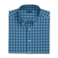 FootJoy Stretch Woven Gingham Shirt -Cheap The Tee Crest Store footjoy stretch woven gingham shirt dusk blue ink 04 20599.1671652256