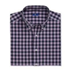 FootJoy Stretch Woven Gingham Shirt -Cheap The Tee Crest Store footjoy stretch woven gingham shirt lavender navy 04 86254.1671653289