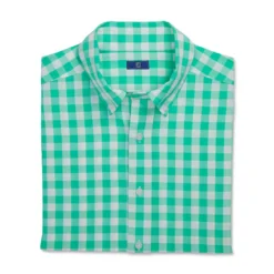 FootJoy Stretch Woven Gingham Shirt -Cheap The Tee Crest Store footjoy stretch woven gingham shirt light sea green white 04 74112.1671652605