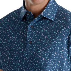 FootJoy Terrazzo Print Lisle Self Collar Polo -Cheap The Tee Crest Store footjoy terrazzo print lisle self collar polo bluestone 03 96604.1673907120