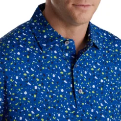 FootJoy Terrazzo Print Lisle Self Collar Polo -Cheap The Tee Crest Store footjoy terrazzo print lisle self collar polo ocean 03 74341.1673907287