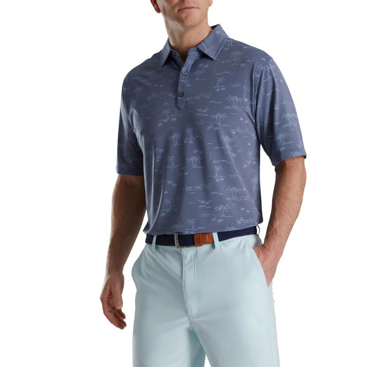 FootJoy Tropic Golf Print Lisle Self Collar Polo 11 FootJoy Tropic Golf Print Lisle Self Collar Polo - Image 9