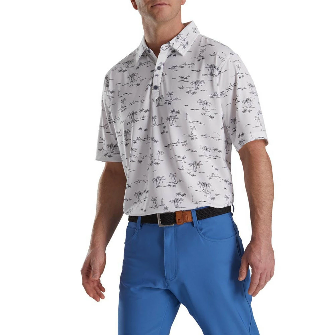 FootJoy Tropic Golf Print Lisle Self Collar Polo 7 FootJoy Tropic Golf Print Lisle Self Collar Polo - Image 5