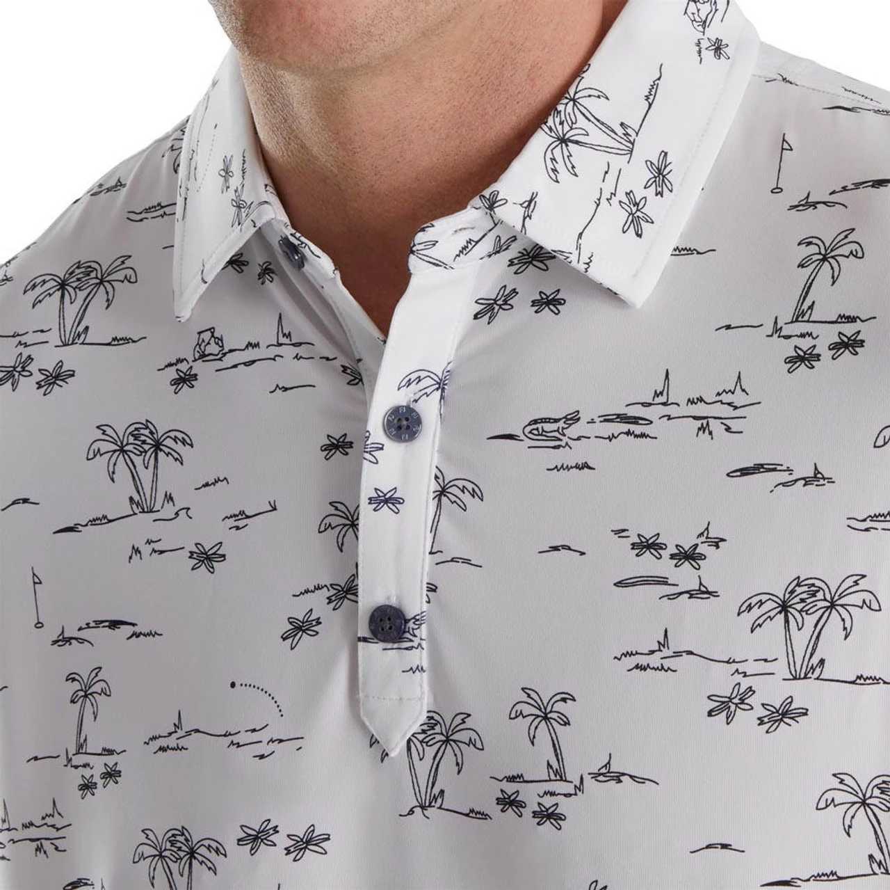 FootJoy Tropic Golf Print Lisle Self Collar Polo 9 FootJoy Tropic Golf Print Lisle Self Collar Polo - Image 7