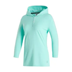 FootJoy Women's 3/4 Sleeve Pinstripe Hoodie -Cheap The Tee Crest Store footjoy womens 3 4 sleeve pinstripe hoodie aquamarine 01 58842.1633109315