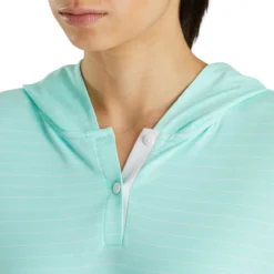 FootJoy Women's 3/4 Sleeve Pinstripe Hoodie -Cheap The Tee Crest Store footjoy womens 3 4 sleeve pinstripe hoodie aquamarine 04 35422.1633109316