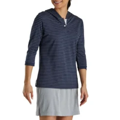 FootJoy Women's 3/4 Sleeve Pinstripe Hoodie -Cheap The Tee Crest Store footjoy womens 3 4 sleeve pinstripe hoodie navy 02 75777.1633109315