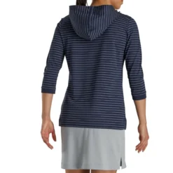FootJoy Women's 3/4 Sleeve Pinstripe Hoodie -Cheap The Tee Crest Store footjoy womens 3 4 sleeve pinstripe hoodie navy 03 14953.1633109315