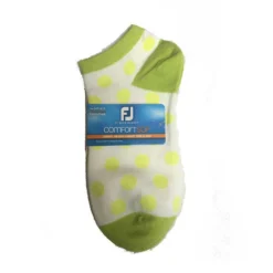 FootJoy Women's ComfortSof Low Cut Polka Dot Print Fashion Sock -Cheap The Tee Crest Store footjoy womens comfortsof low cut polka dot print fashion sock white lime 01 58517.1671654815