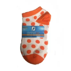 FootJoy Women's ComfortSof Low Cut Polka Dot Print Fashion Sock -Cheap The Tee Crest Store footjoy womens comfortsof low cut polka dot print fashion sock white orange 01 47830.1671654816