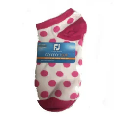 FootJoy Women's ComfortSof Low Cut Polka Dot Print Fashion Sock -Cheap The Tee Crest Store footjoy womens comfortsof low cut polka dot print fashion sock white pink 01 24309.1671654815