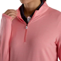 FootJoy Women's Half-Zip Tonal Stripe Mid-Layer -Cheap The Tee Crest Store footjoy womens half zip tonal stripe mid layer bright coral 04 16073.1676595336