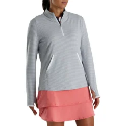 FootJoy Women's Half-Zip Tonal Stripe Mid-Layer -Cheap The Tee Crest Store footjoy womens half zip tonal stripe mid layer grey 02 61909.1676598066
