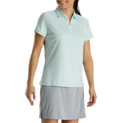 FootJoy Women's Heather Stripe Polo -Cheap The Tee Crest Store footjoy womens heather stripe polo aquamarine 02 61688.1631901194