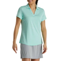 FootJoy Women's Open Placket Space Dye Polo -Cheap The Tee Crest Store footjoy womens open placket space dye polo aquamarine white 02 54391.1631902166