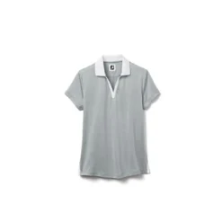 FootJoy Women's Open Placket Space Dye Polo -Cheap The Tee Crest Store footjoy womens open placket space dye polo grey white 01 80741.1631902166