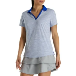 FootJoy Women's Open Placket Space Dye Polo -Cheap The Tee Crest Store footjoy womens open placket space dye polo white cobalt 02 47812.1631902166
