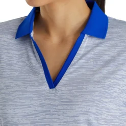 FootJoy Women's Open Placket Space Dye Polo -Cheap The Tee Crest Store footjoy womens open placket space dye polo white cobalt 04 65491.1631902167