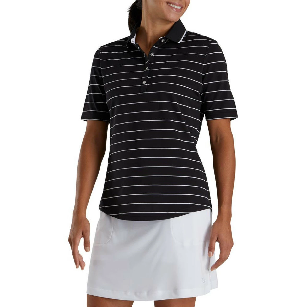 FootJoy Women's Pique Pinstripe Half Sleeve Polo 7 FootJoy Women's Pique Pinstripe Half Sleeve Polo - Image 5