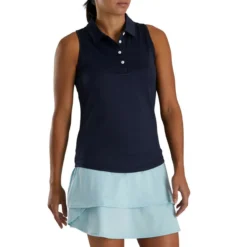 FootJoy Women's Ribbed Sleeveless Polo -Cheap The Tee Crest Store footjoy womens ribbed sleeveless polo navy 02 23422.1676582843