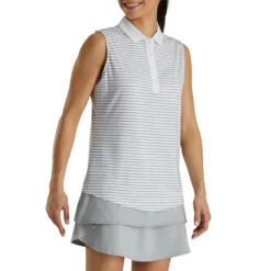 FootJoy Women's Sleeveless Pinstripe Polo -Cheap The Tee Crest Store footjoy womens sleeveless pinstripe polo white 02 49055.1633122943